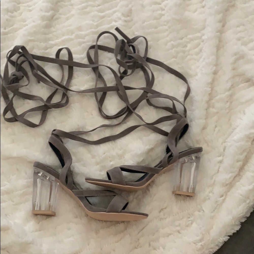 Grey Tie Up Heels